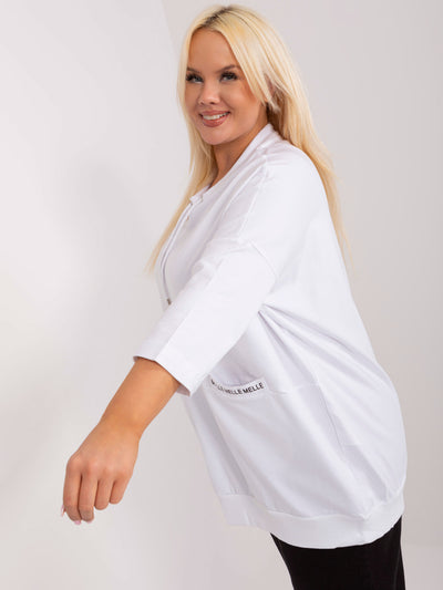Biała casualowa bluzka plus size z bawełny