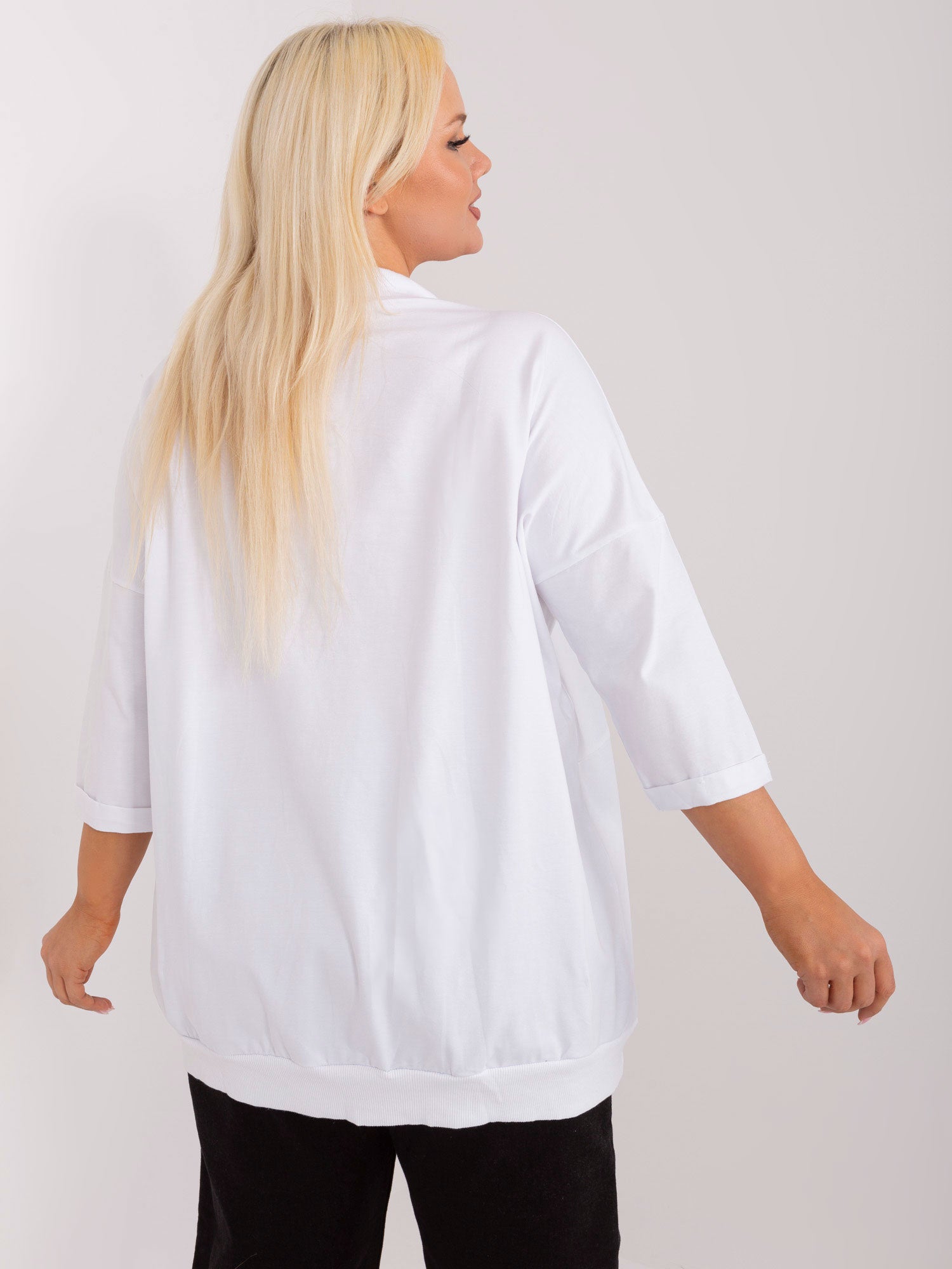 Biała casualowa bluzka plus size z bawełny