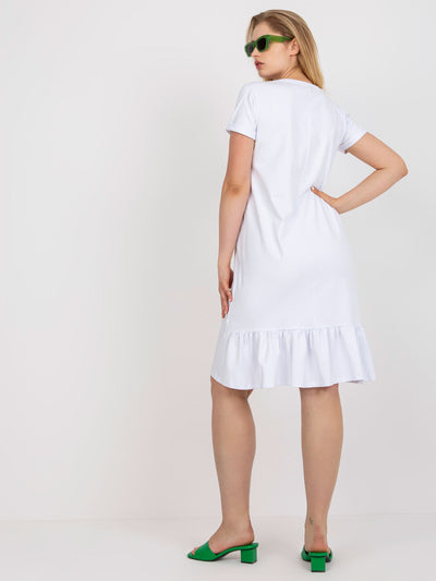 Biała bawełniana sukienka plus size z krótkim rękawem