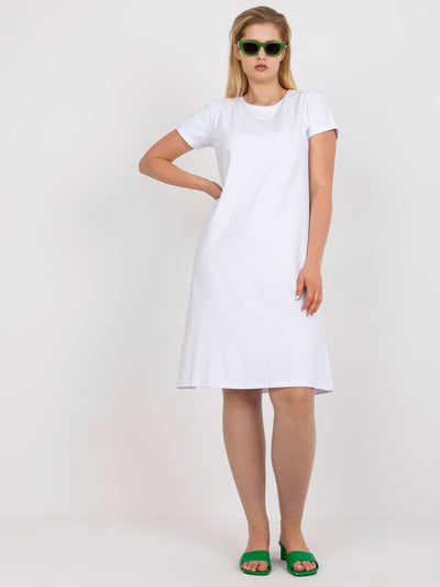 Biała bawełniana sukienka plus size z krótkim rękawem