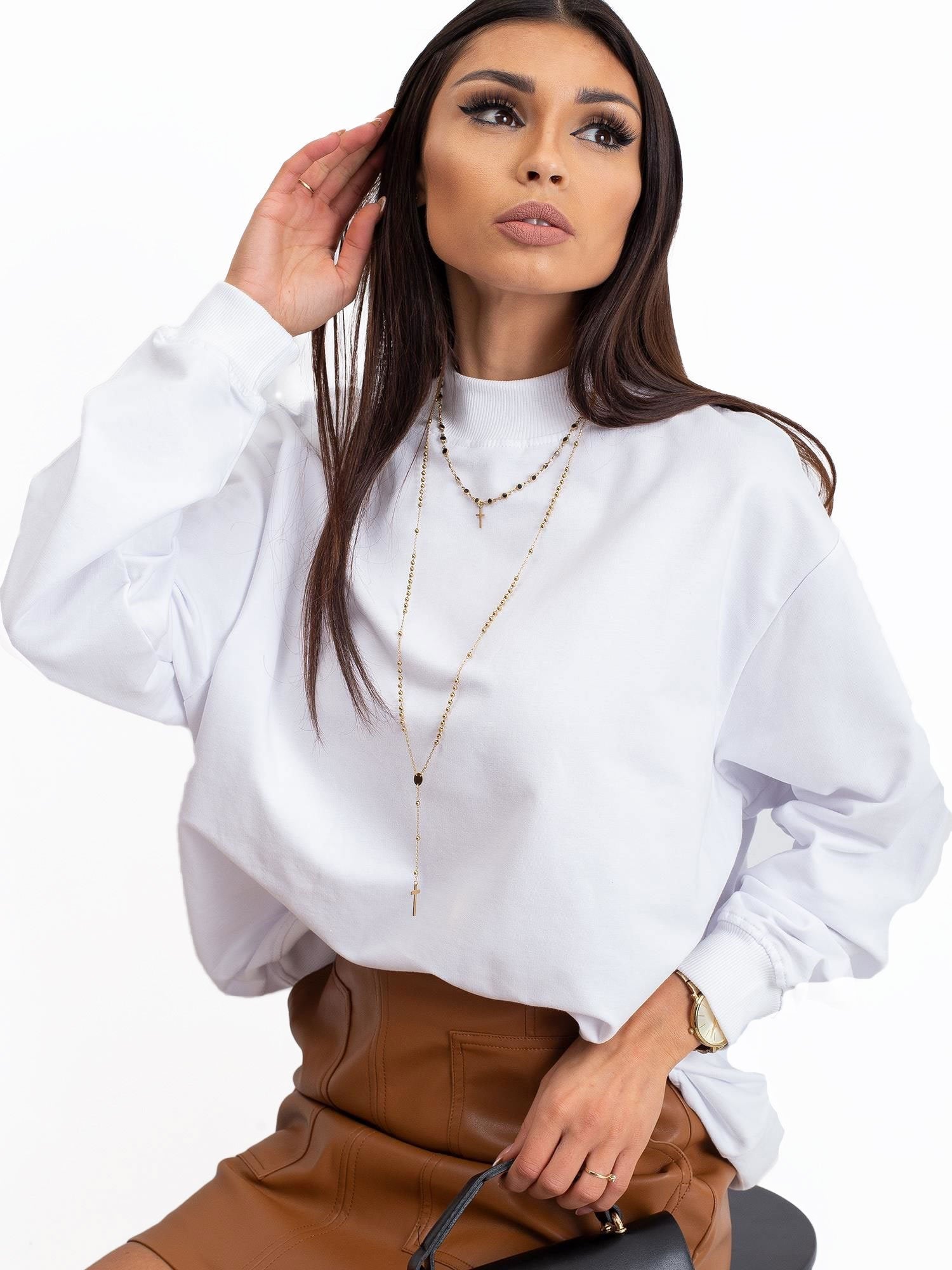 Biała bawełniana bluza basic