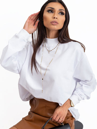 Biała bawełniana bluza basic