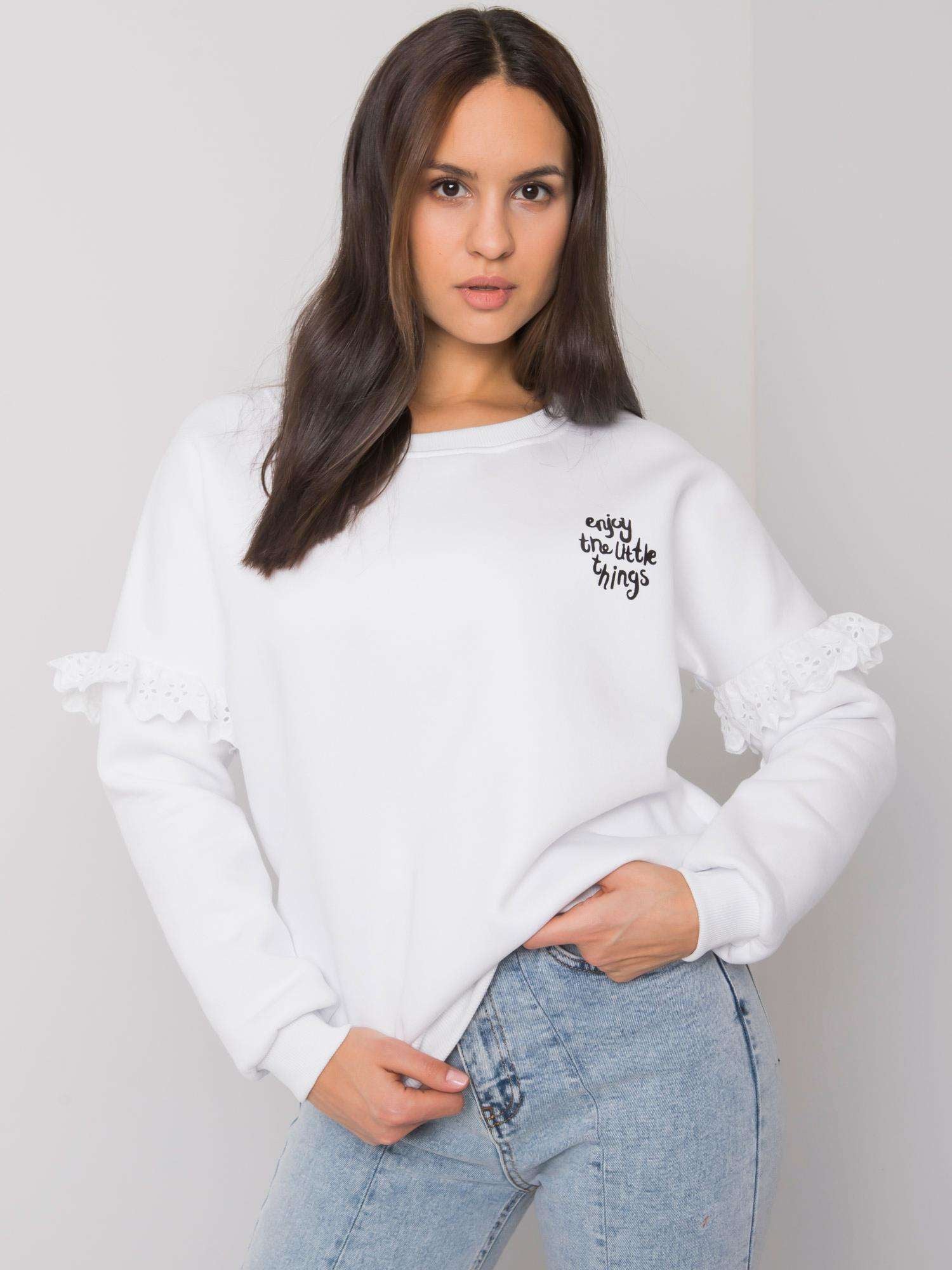 RUE PARIS Biała bluza z falbankami