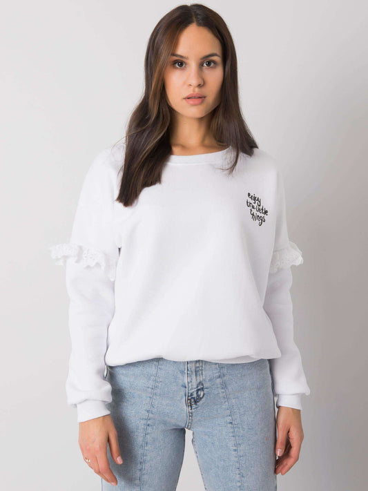 RUE PARIS Biała bluza z falbankami