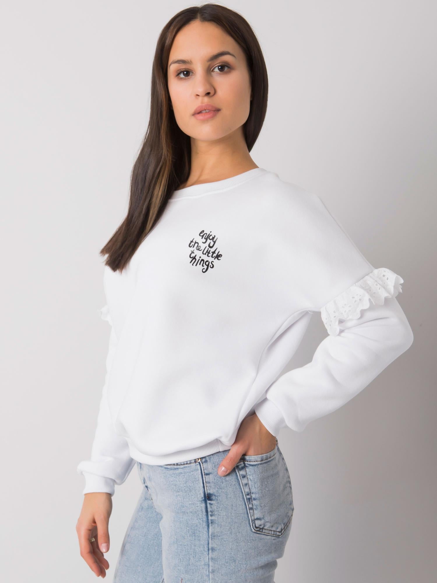 RUE PARIS Biała bluza z falbankami