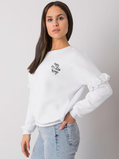 RUE PARIS Biała bluza z falbankami