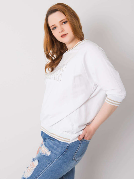 Biała bluzka z aplikacją i napisem