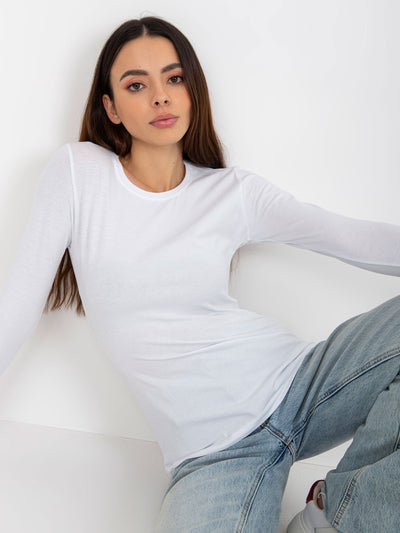 Biała bluzka basic longsleeve z bawełny