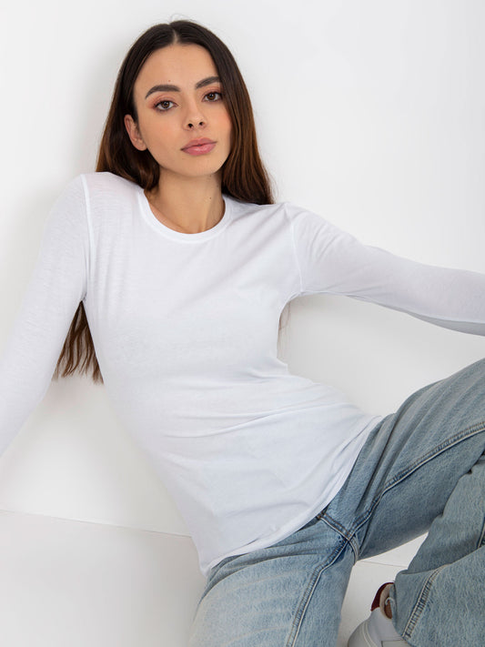 Biała bluzka basic longsleeve z bawełny