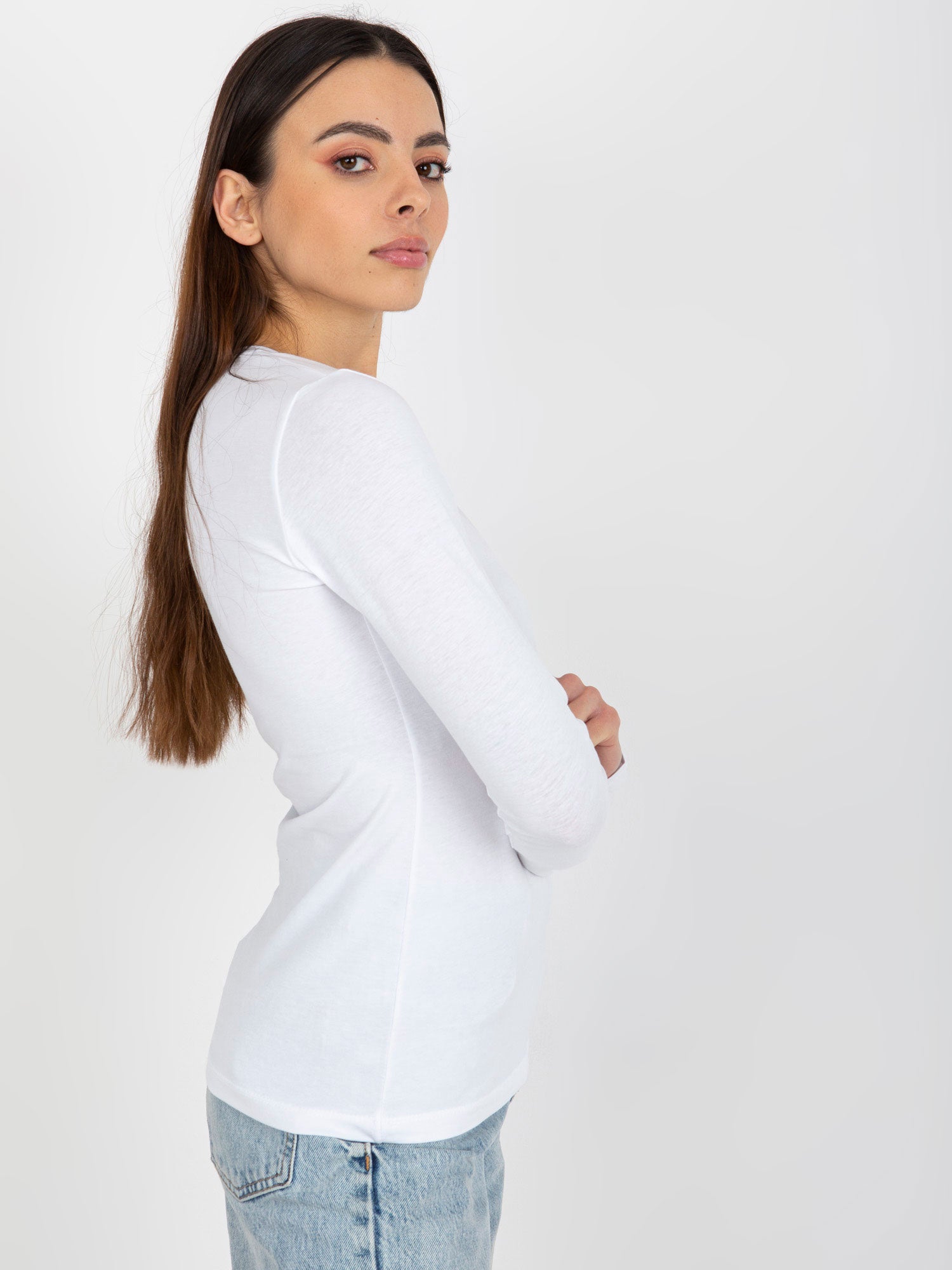 Biała bluzka basic longsleeve z bawełny