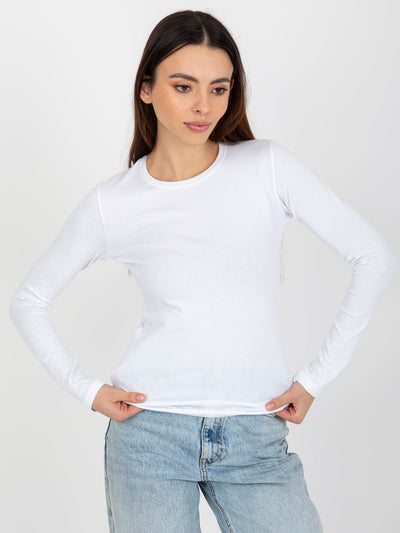 Biała bluzka basic longsleeve z bawełny