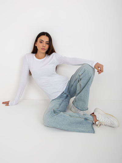 Biała bluzka basic longsleeve z bawełny