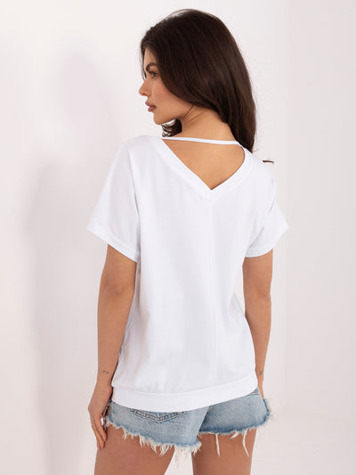 RUE PARIS Biała damska bluzka oversize z bawełny