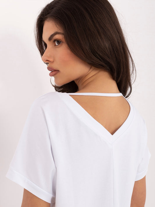 RUE PARIS Biała damska bluzka oversize z bawełny