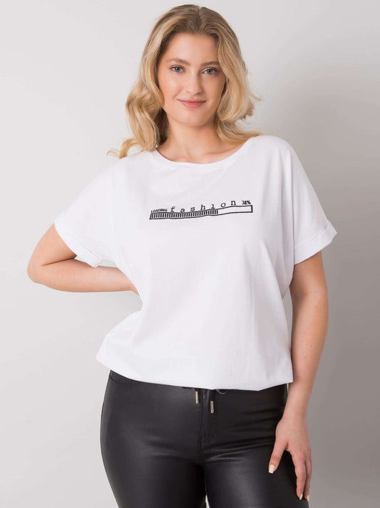 Biała bluzka plus size z haftem