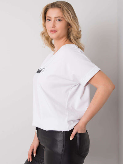 Biała bluzka plus size z haftem