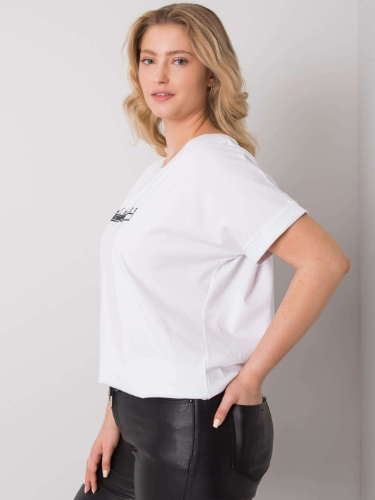 Biała bluzka plus size z haftem