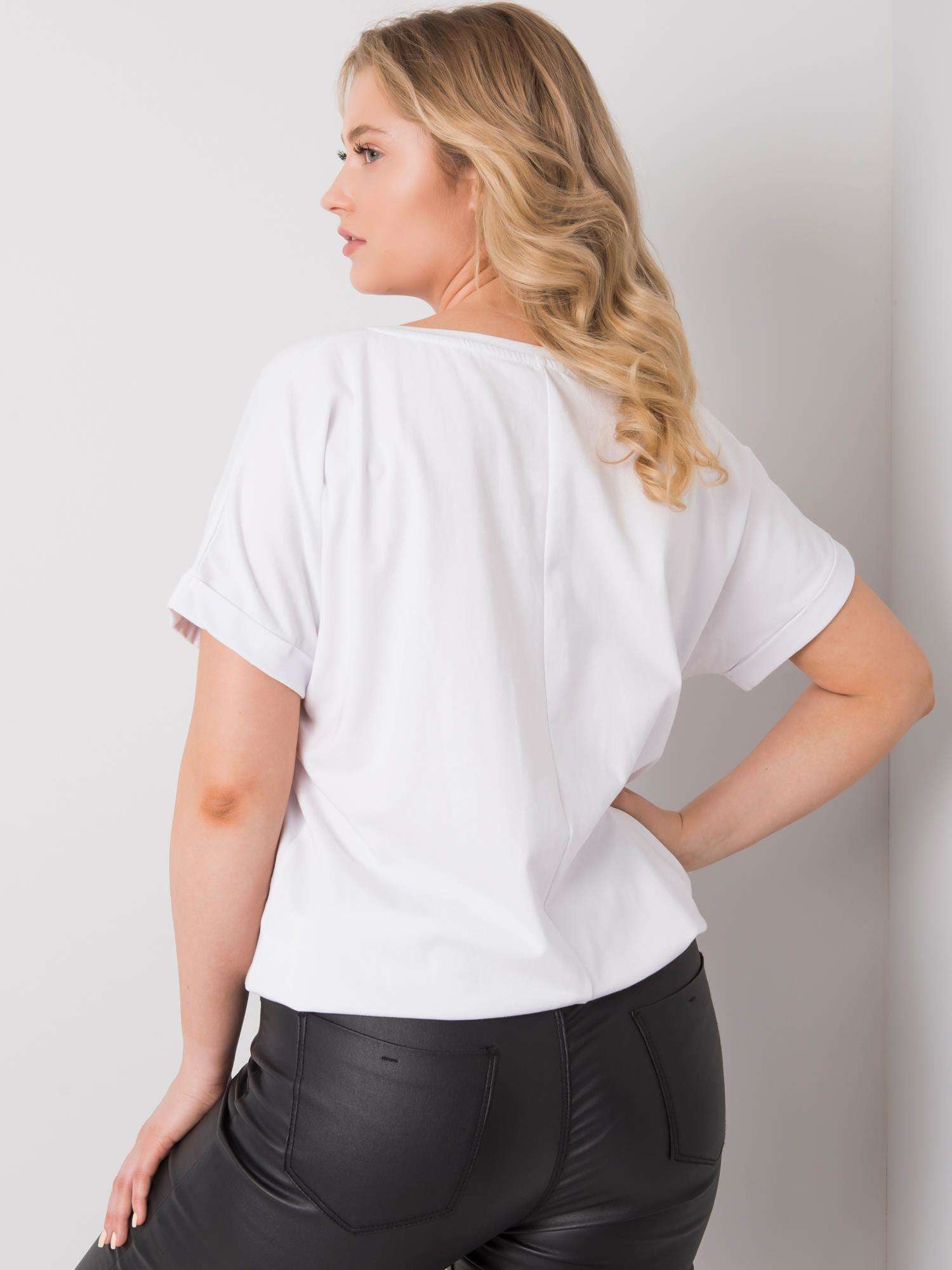 Biała bluzka plus size z haftem