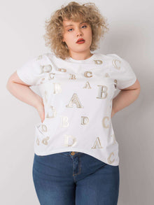 Biała bluzka plus size z printami