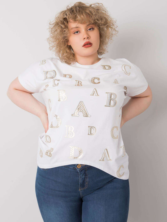 Biała bluzka plus size z printami