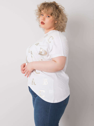 Biała bluzka plus size z printami