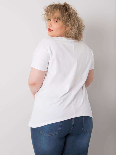 Biała bluzka plus size z printami