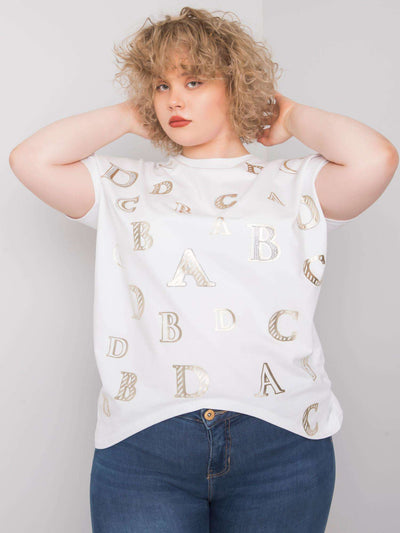 Biała bluzka plus size z printami
