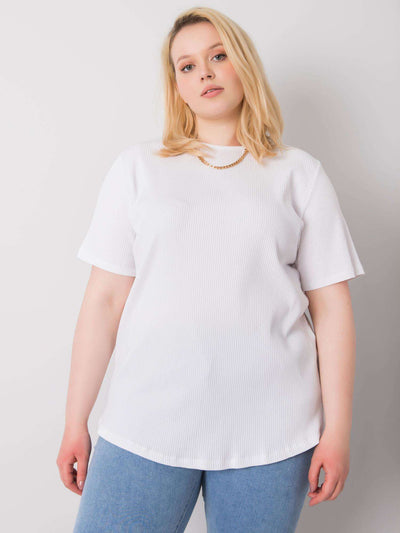 Biała bluzka plus size w prążek