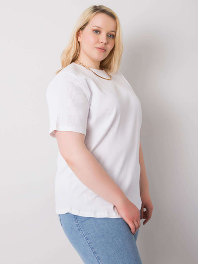 Biała bluzka plus size w prążek
