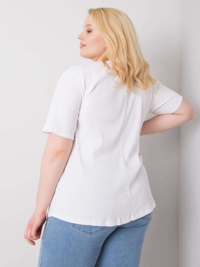 Biała bluzka plus size w prążek