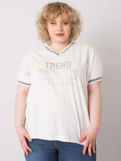 Biała damska bluzka plus size z aplikacją