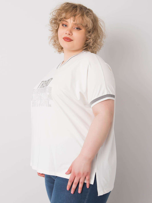 Biała damska bluzka plus size z aplikacją