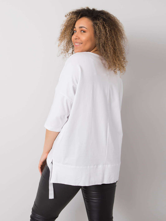 Damska bluzka plus size z aplikacją biała