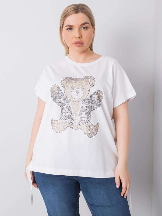 Biała bluzka plus size z dżetami