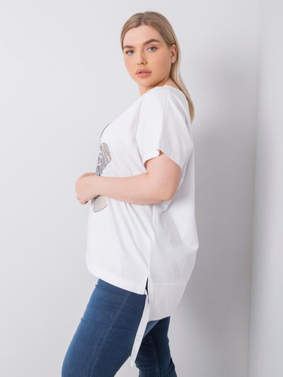 Biała bluzka plus size z dżetami