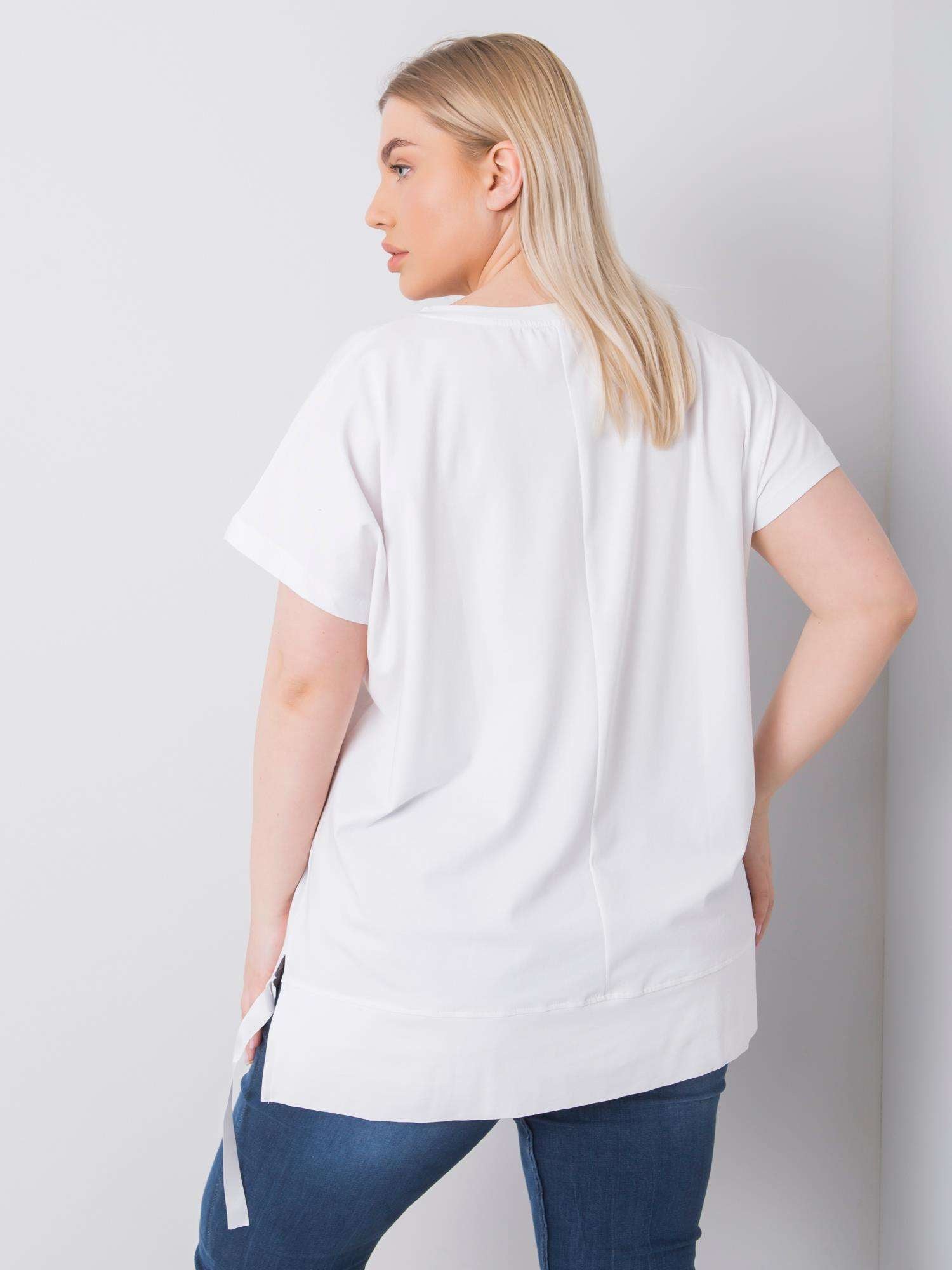 Biała bluzka plus size z dżetami