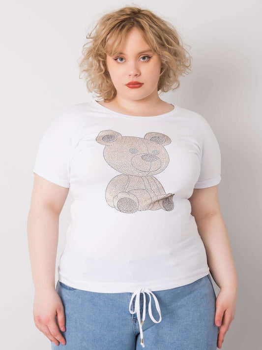 Biała bluzka plus size z troczkami