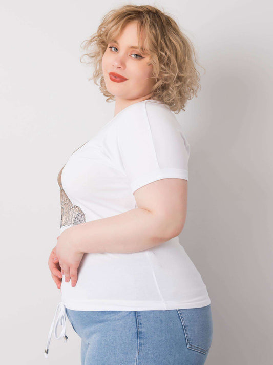 Biała bluzka plus size z troczkami
