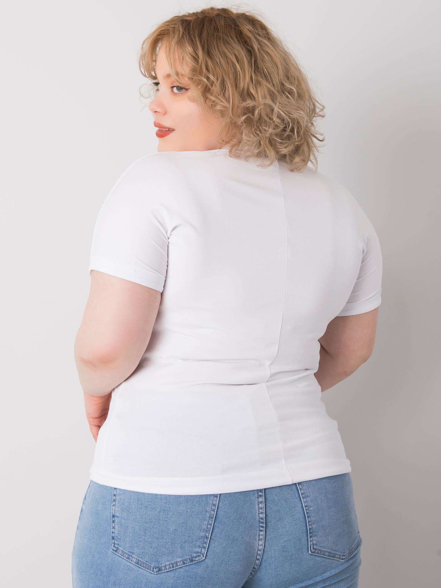 Biała bluzka plus size z troczkami