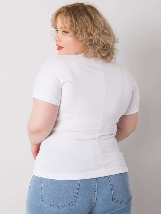 Biała bluzka plus size z troczkami