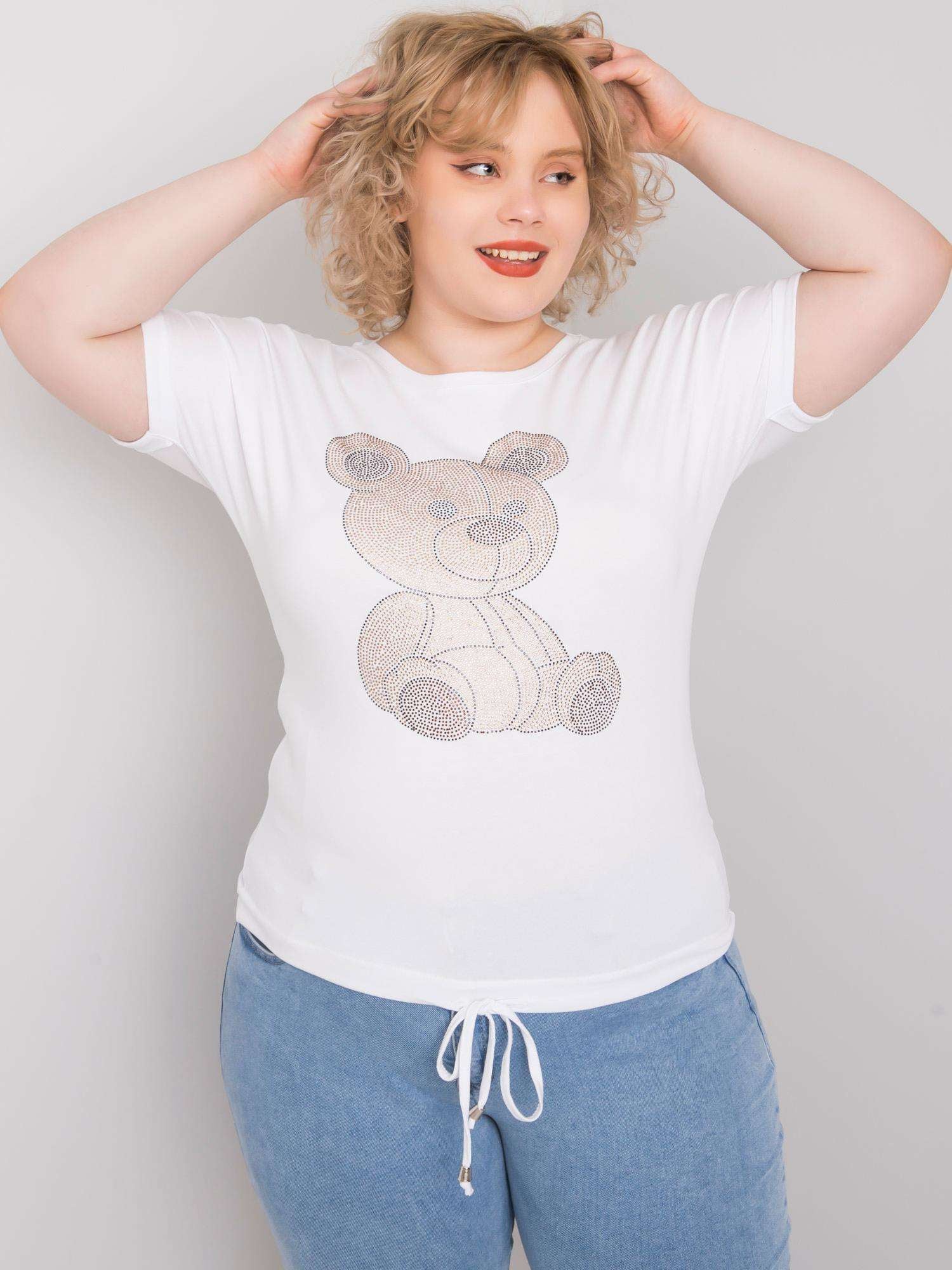 Biała bluzka plus size z troczkami