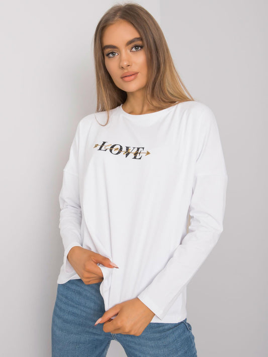 RUE PARIS Biały bawełniany longsleeve damski