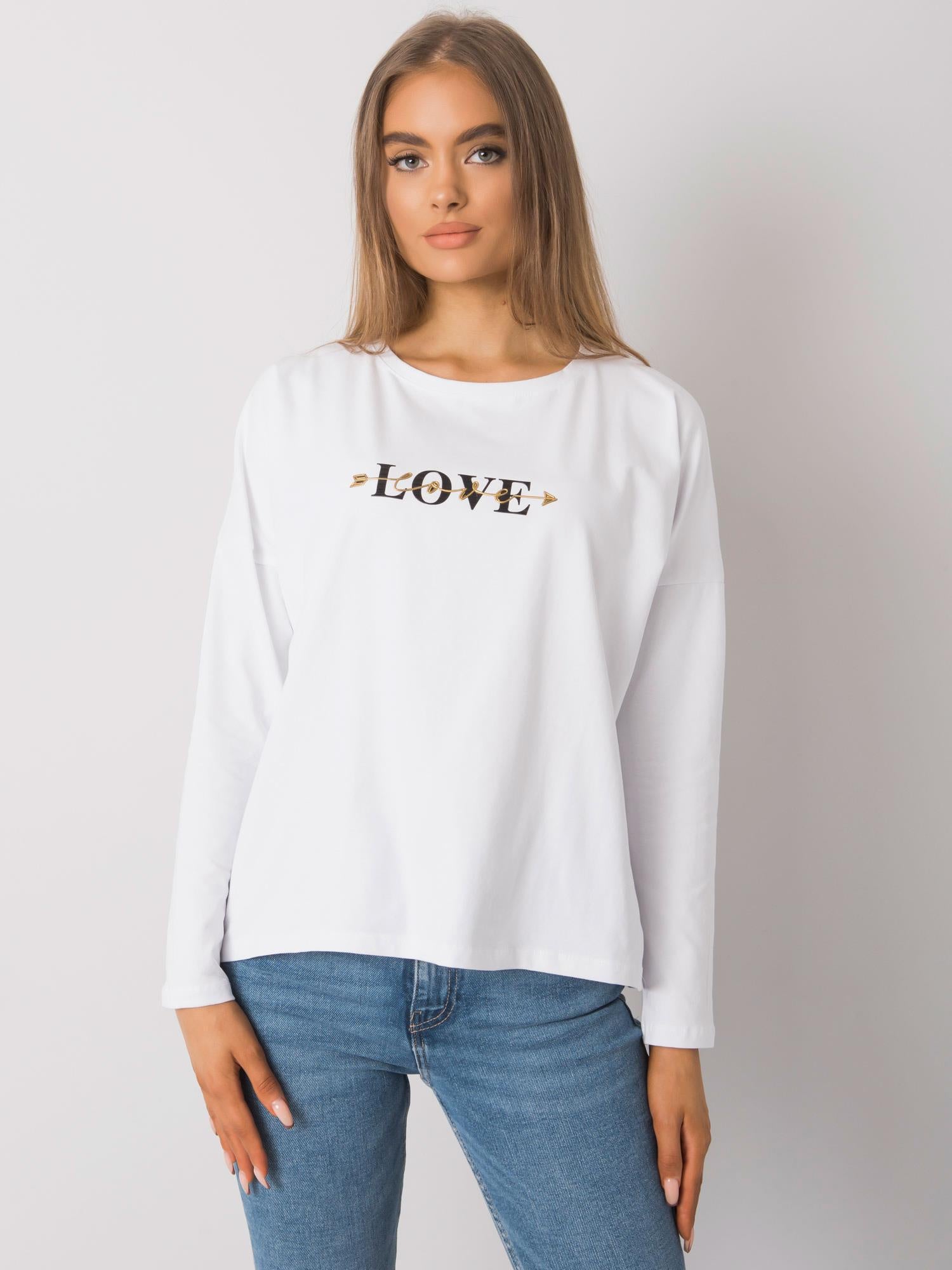 RUE PARIS Biały bawełniany longsleeve damski