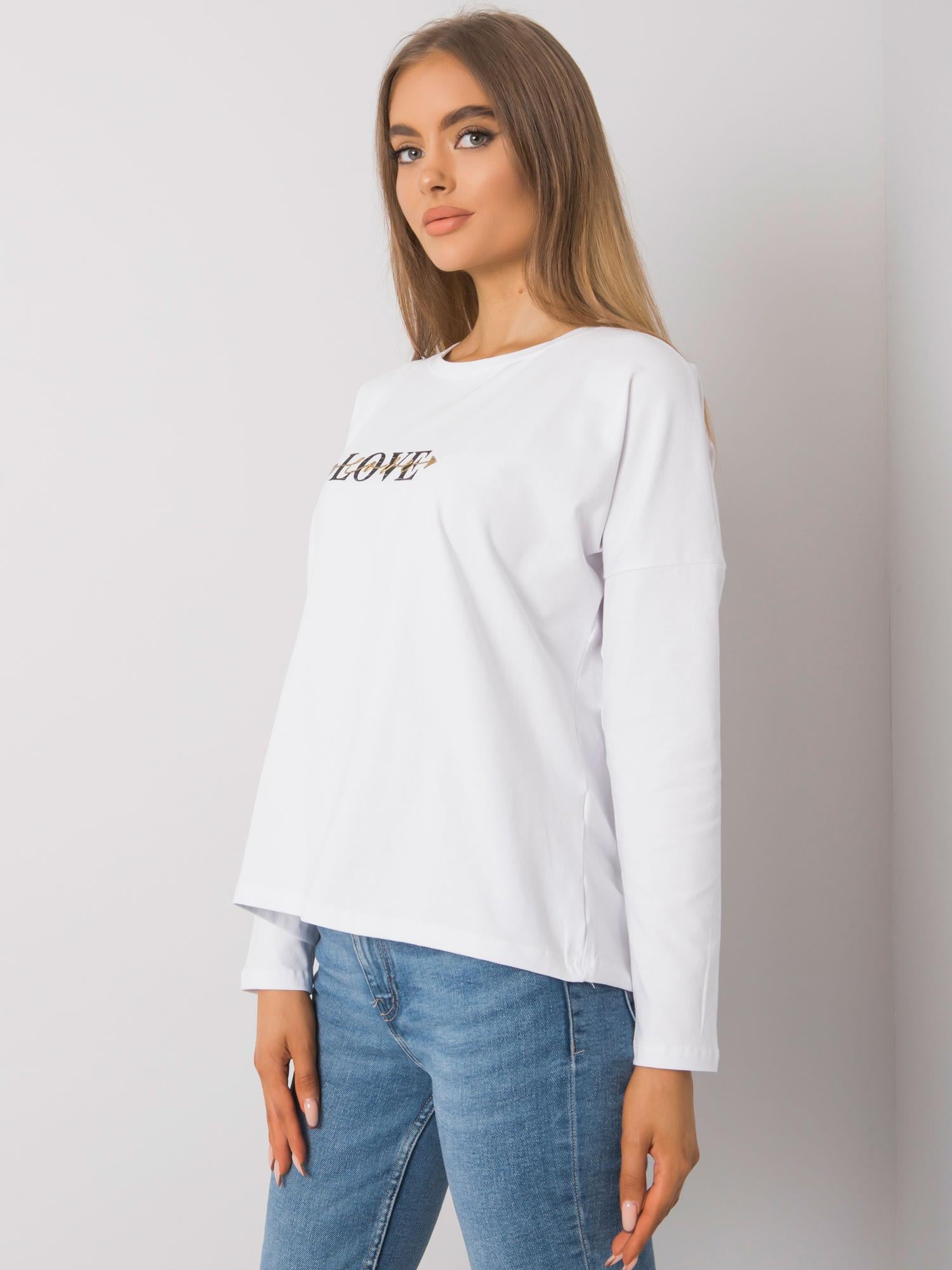 RUE PARIS Biały bawełniany longsleeve damski
