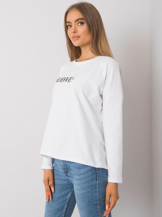 RUE PARIS Biały bawełniany longsleeve damski