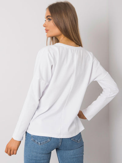 RUE PARIS Biały bawełniany longsleeve damski