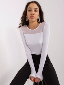 Biała bluzka longsleeve z wiskozy BASIC FEEL GOOD