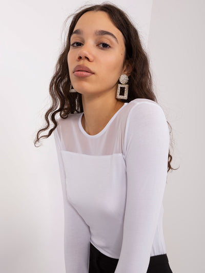 Biała bluzka longsleeve z wiskozy BASIC FEEL GOOD