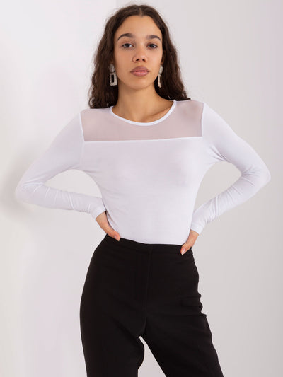 Biała bluzka longsleeve z wiskozy BASIC FEEL GOOD
