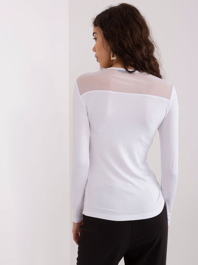 Biała bluzka longsleeve z wiskozy BASIC FEEL GOOD